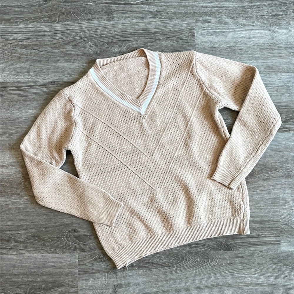 Beige V-Neck Sweater